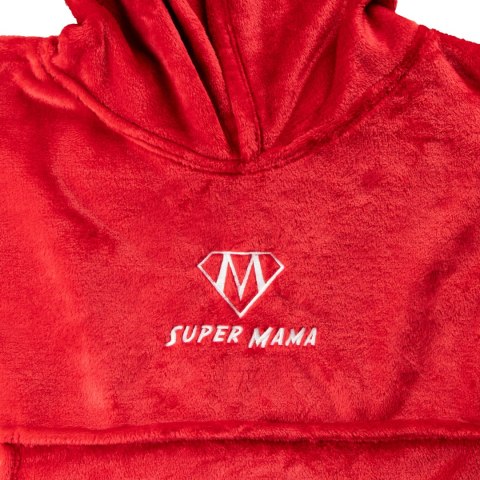 Bluzair SUPER MAMA - Bluza koc - Czerwony - prezent na dzień mamy Bluzair SUPER MAMA - Bluza koc - Czerwony - prezent na dzień mamy