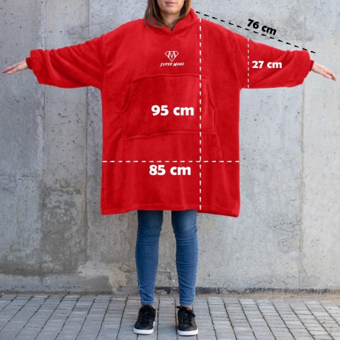 Bluzair SUPER MAMA - Bluza koc - Czerwony - prezent na dzień mamy Bluzair SUPER MAMA - Bluza koc - Czerwony - prezent na dzień mamy