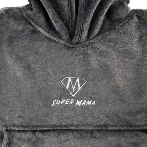 Bluzair SUPER MAMA - Bluza koc - Szary - prezent na dzień mamy Bluzair SUPER MAMA - Bluza koc - Szary - prezent na dzień mamy