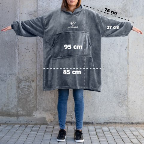 Bluzair SUPER MAMA - Bluza koc - Szary - prezent na dzień mamy Bluzair SUPER MAMA - Bluza koc - Szary - prezent na dzień mamy