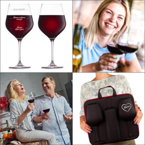 Etui na wino z kieliszkami diVinto dla Mamy - prezent na dzień matki Etui na wino z kieliszkami diVinto dla Mamy - prezent na dzień matki