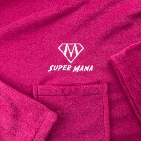 Kocyko-szlafrok SUPER MAMA - Fuksja - prezent na dzień mamy Kocyko-szlafrok SUPER MAMA - Fuksja - prezent na dzień mamy
