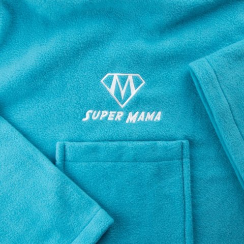Kocyko-szlafrok SUPER MAMA - Niebieski - prezent na dzień mamy Kocyko-szlafrok SUPER MAMA - Niebieski - prezent na dzień mamy