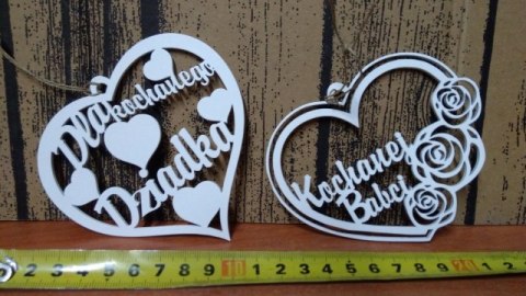 Serce 2szt wiszące 11cm DZIADEK Serce 2szt wiszące 11cm DZIADEK