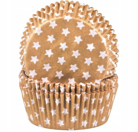 Foremki papierowe 60szt. do muffinek 50x25mm ZŁOTE W GWIAZDKI | 23-33 Foremki papierowe 60szt. do muffinek 50x25mm ZŁOTE W GWIAZDKI | 23-33