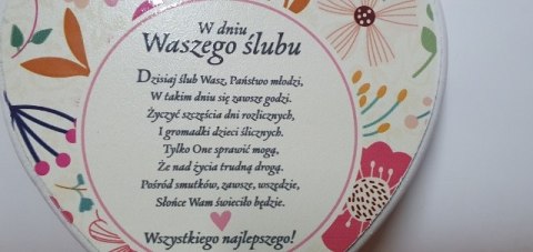 Serce wiszące W DNIU WASZEGO ŚLUBU Serce wiszące W DNIU WASZEGO ŚLUBU