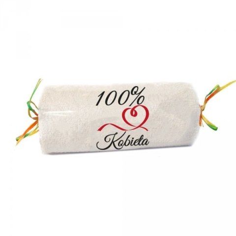Ręcznik ecru cukierek z haftem "100% Kobieta" Ręcznik ecru cukierek z haftem "100% Kobieta"