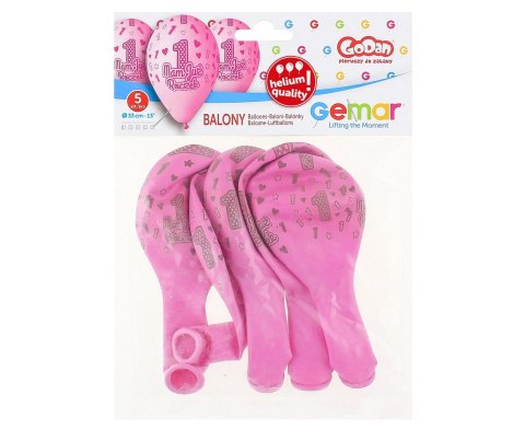 Balony cyfra 1, MAM JUŻ ROCZEK, różowe, 32 cm 5szt. Balony cyfra 1, MAM JUŻ ROCZEK, różowe, 32 cm 5szt.