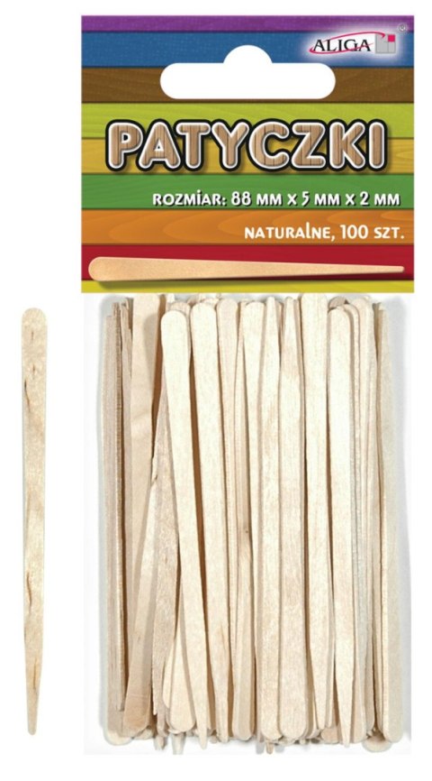 Patyczki naturalne 100 szt. rozm. 88 x 5 x 2 mm | PK-0081 Patyczki naturalne 100 szt. rozm. 88 x 5 x 2 mm | PK-0081