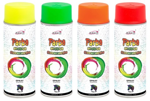 Farba w sprayu akrylowa fluorescencyjna mix kol. 400ml | FSF-0157-MIX Farba w sprayu akrylowa fluorescencyjna mix kol. 400ml | FSF-0157-MIX