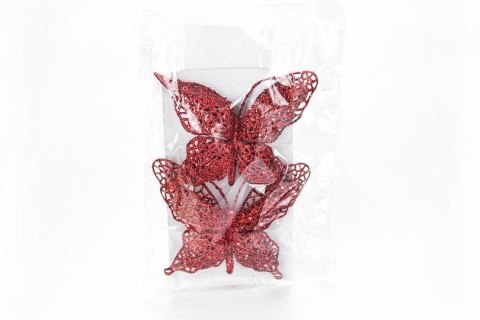 Motyl z brokatem czerwony 2szt OZB05702 Motyl z brokatem czerwony 2szt OZB05702