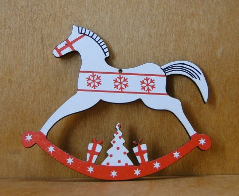 Zawieszka 5szt konik bujany z nadrukiem 6 x 9 cm P1151W10 Zawieszka 5szt konik bujany z nadrukiem 6 x 9 cm P1151W10