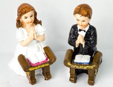 Figurka Dziewczynka i chłopczyk 11 cm Komunia Św. 2szt . 1970 Figurka Dziewczynka i chłopczyk 11 cm Komunia Św. 2szt . 1970