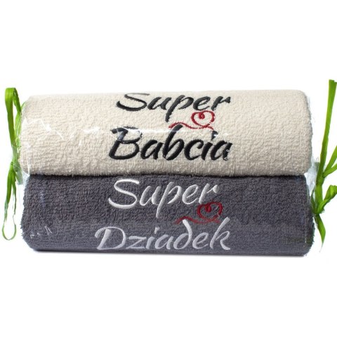 Komplet 2 ręczników z haftem "Super Babcia Super Dziadek " Komplet 2 ręczników z haftem "Super Babcia Super Dziadek "