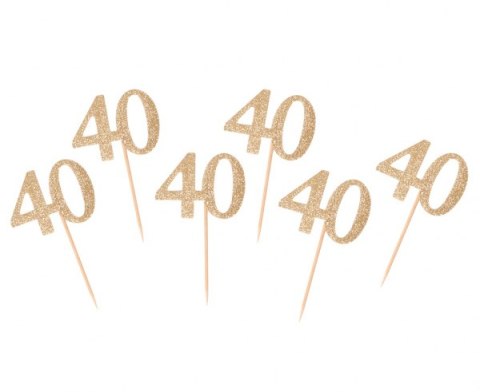 Cyfra na piku złota "40" 6 szt Cyfra na piku złota "40" 6 szt