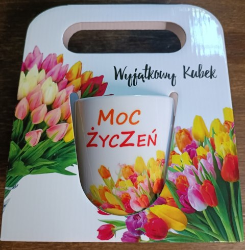Kubek w ozdobnym opakowaniu " Moc Życzeń " tulipany Kubek w ozdobnym opakowaniu " Moc Życzeń " tulipany