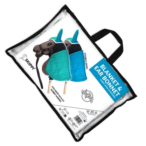 Derka dwustronna i nauszniki Skippi dla Hobby Horse - mięta i niebieski Derka dwustronna i nauszniki Skippi dla Hobby Horse - mięta i niebieski