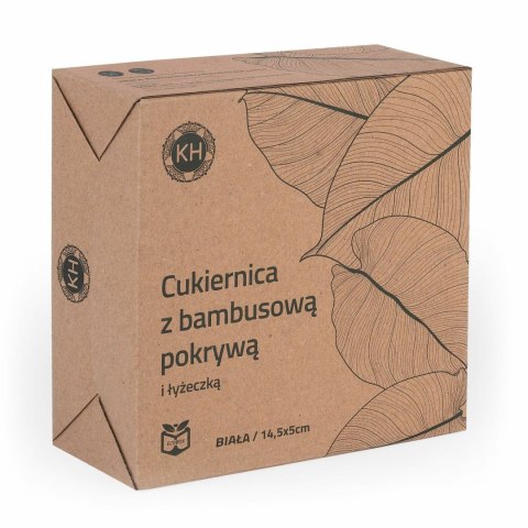 Cukiernica porcelanowa z bambusową pokrywką i łyżeczką Konighoffer 14,5 x 5 cm biała Cukiernica porcelanowa z bambusową pokrywką i łyżeczką Konighoffer 14,5 x 5 cm biała
