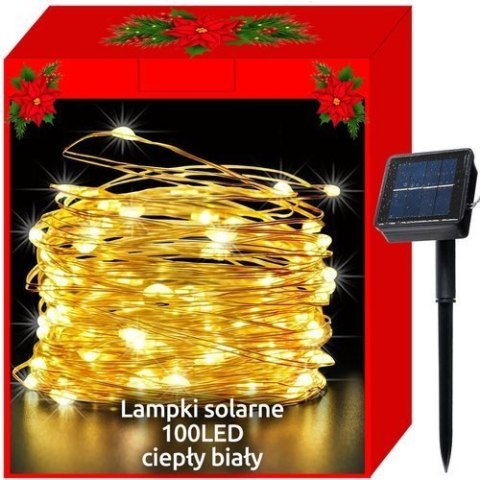 Lampki choinkowe solarne-druciki 100LED c.biały | 00011394 Lampki choinkowe solarne-druciki 100LED c.biały | 00011394