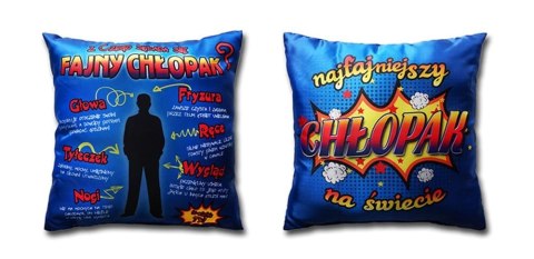 Poduszka 35x35 Z czego składa się fajny chłopak? Poduszka 35x35 Z czego składa się fajny chłopak?