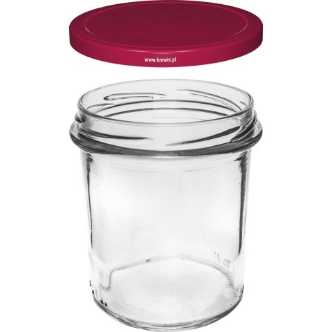 Słoik prosty 346 ml fi 82 z zakrętką bordo 6 szt. Słoik prosty 346 ml fi 82 z zakrętką bordo 6 szt.