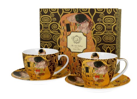 Filiżanki ze spodkami 250ml komplet 2szt. THE KISS BROWN by Gustav Klimt Filiżanki ze spodkami 250ml komplet 2szt. THE KISS BROWN by Gustav Klimt