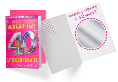 Karnet Urodziny 40-latki - lusterko (cyfry) DK-923 Karnet Urodziny 40-latki - lusterko (cyfry) DK-923