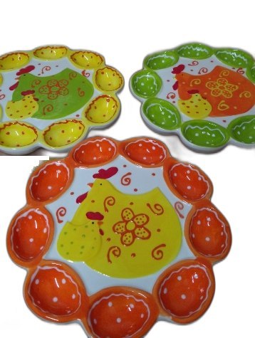 Talerz ceramiczny na jajka jajek kolorowy KURKA Talerz ceramiczny na jajka jajek kolorowy KURKA