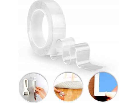 Taśma dwustronna przezroczysta nano tape mocna 1m Taśma dwustronna przezroczysta nano tape mocna 1m