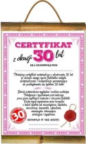 Dyplom certyfikat 30 lat Pani