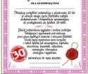 Dyplom certyfikat 30 lat Pani
