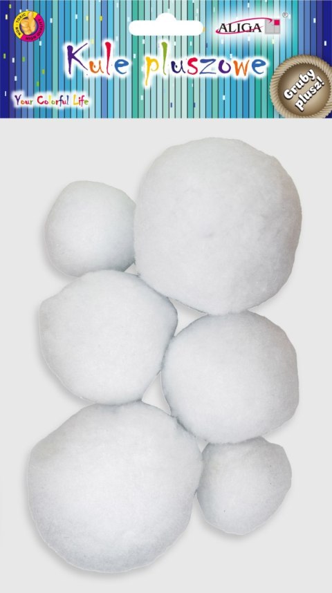 Kule pluszowe śnieżne gruby plusz 6szt. | POM-3517 Kule pluszowe śnieżne gruby plusz 6szt. | POM-3517