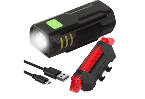 Lampka rowerowa led zestaw tył przód usb na rower 08355 Lampka rowerowa led zestaw tył przód usb na rower 08355
