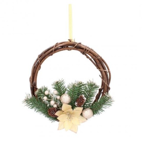 Wieniec świąteczny wiszący 30 cm rattan złoty Wieniec świąteczny wiszący 30 cm rattan złoty
