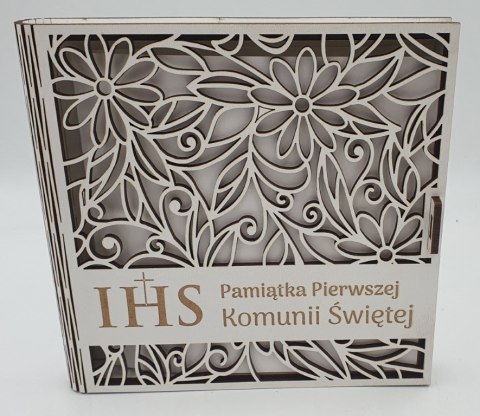 Kasetka kwadrat 16 x 16cm ażur biała KOMUNIA ŚW Kasetka kwadrat 16 x 16cm ażur biała KOMUNIA ŚW