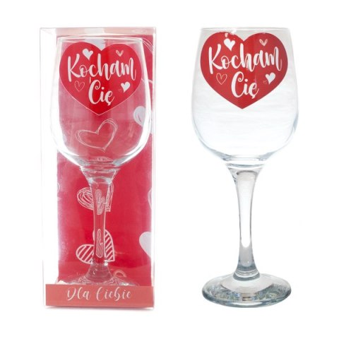 Kielich walentynkowy do wina 22cm w ozdobnym opakowaniu z napisem "Kocham Cię" Kielich walentynkowy do wina 22cm w ozdobnym opakowaniu z napisem "Kocham Cię"