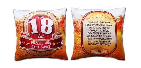Poduszka urodzinowa - Mam 18 lat przede mną cały świat Poduszka urodzinowa - Mam 18 lat przede mną cały świat