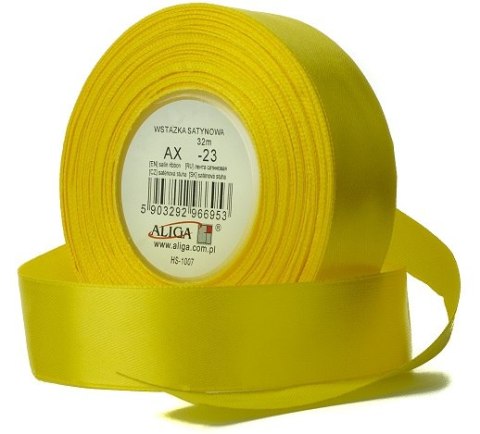 Wstążka satynowa 50mm/32m JASNO ŻÓŁTA AX50-23 Wstążka satynowa 50mm/32m JASNO ŻÓŁTA AX50-23