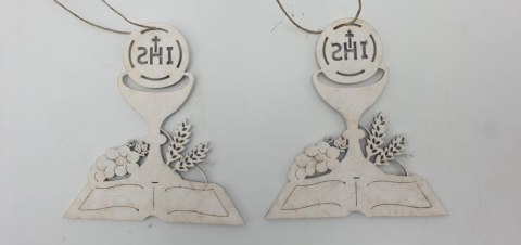 Zawieszka 2szt KOMUNIA ŚW KIELICH 8cm Zawieszka 2szt KOMUNIA ŚW KIELICH 8cm