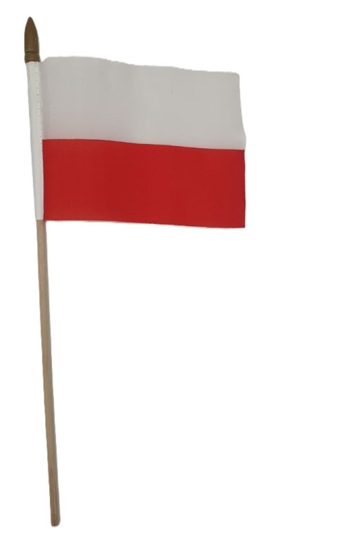 Chorągiewka / flaga biało-czerwona Polska 10 szt. 23 x 16 cm patyk 32cm Chorągiewka / flaga biało-czerwona Polska 10 szt. 23 x 16 cm patyk 32cm