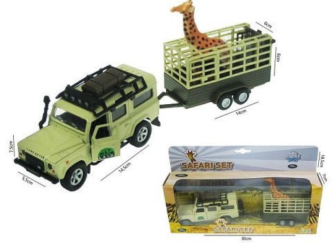 Auto Land Rover 13cm z napędem z przyczepą oraz z żyrafami Auto Land Rover 13cm z napędem z przyczepą oraz z żyrafami