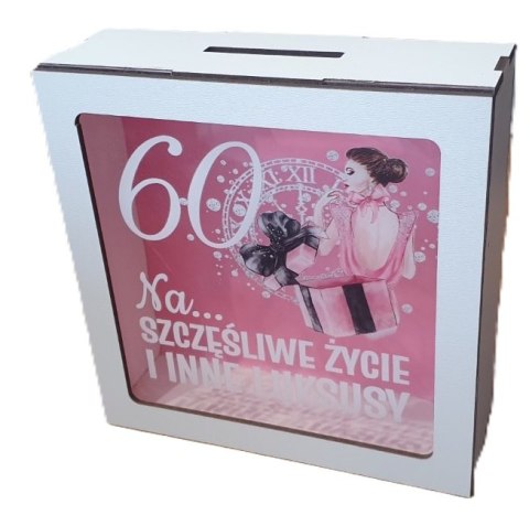 Skarbonka z okienkiem 60 urodziny Skarbonka z okienkiem 60 urodziny