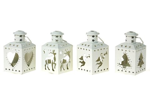 Lampion na tealight z motywem świątecznym 12 x 6 x 6cm metalowy Lampion na tealight z motywem świątecznym 12 x 6 x 6cm metalowy