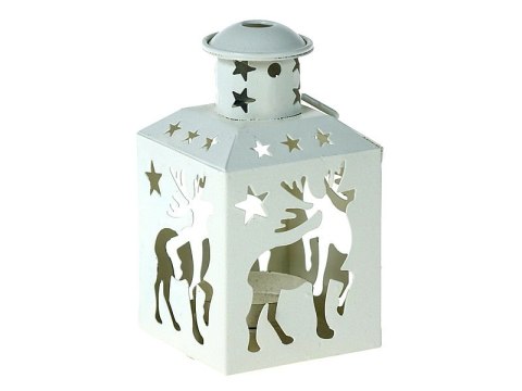Lampion na tealight z motywem świątecznym 12 x 6 x 6cm metalowy Lampion na tealight z motywem świątecznym 12 x 6 x 6cm metalowy