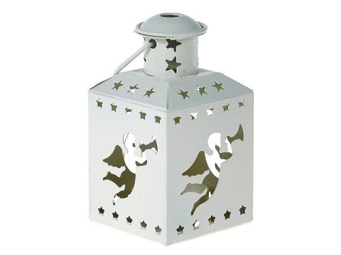 Lampion na tealight z motywem świątecznym 12 x 6 x 6cm metalowy Lampion na tealight z motywem świątecznym 12 x 6 x 6cm metalowy