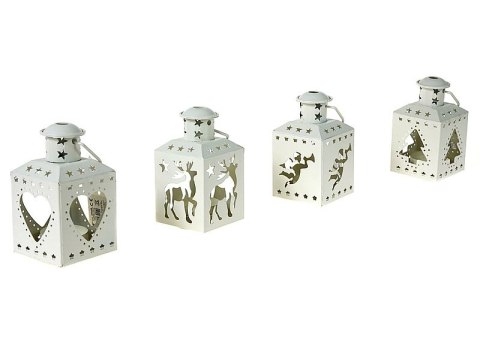 Lampion na tealight z motywem świątecznym 12 x 6 x 6cm metalowy Lampion na tealight z motywem świątecznym 12 x 6 x 6cm metalowy