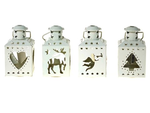 Lampion na tealight z motywem świątecznym 12 x 6 x 6cm metalowy Lampion na tealight z motywem świątecznym 12 x 6 x 6cm metalowy