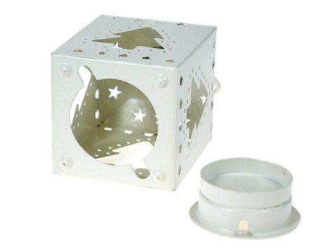 Lampion na tealight z motywem świątecznym 12 x 6 x 6cm metalowy Lampion na tealight z motywem świątecznym 12 x 6 x 6cm metalowy