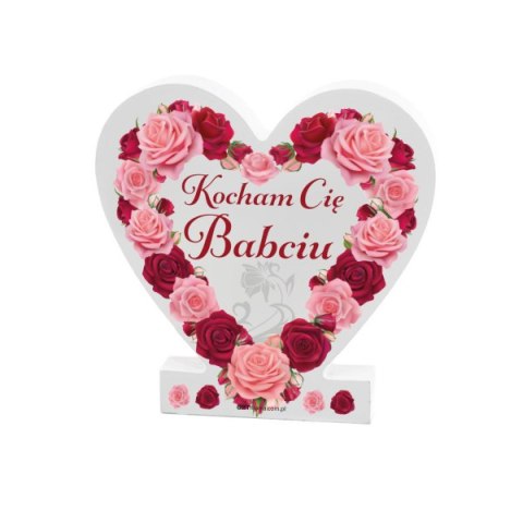 Drewniana tabliczka serce z podstawką wzbogacona lakierem UV z napisem" Kocham Cię Babciu" 11 x 11x 1,5 cm Drewniana tabliczka serce z podstawką wzbogacona lakierem UV z napisem" Kocham Cię Babciu" 11 x 11x 1,5 cm