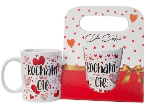 Kubek ceramiczny w ozdobnym opakowaniu z napisem "KOCHAM CIĘ" - serca Kubek ceramiczny w ozdobnym opakowaniu z napisem "KOCHAM CIĘ" - serca